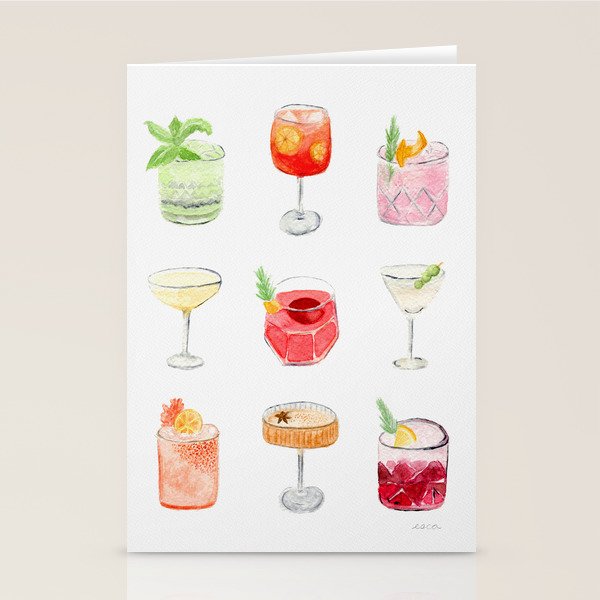 Happy Hour Cocktails Stationery Card Gallery Image 1