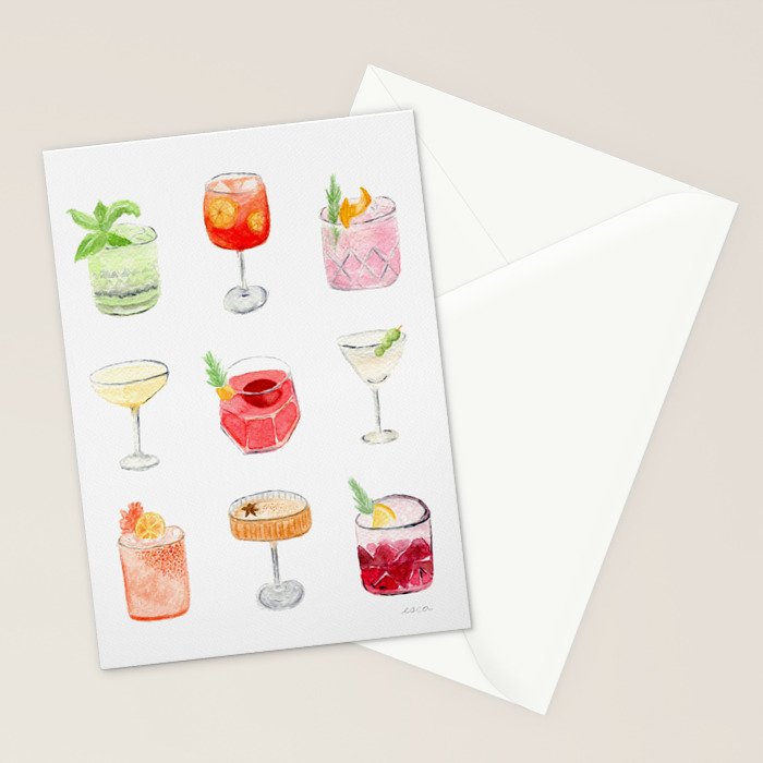 Happy Hour Cocktails Stationery Card Gallery Image 2