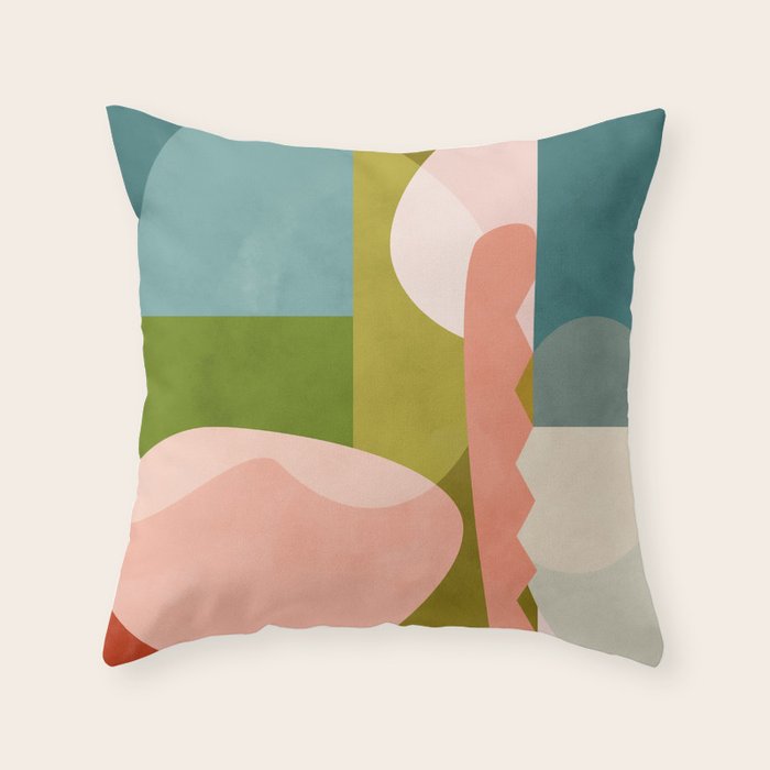 shapes geometry art mid century Throw Pillow Gallery Image 6