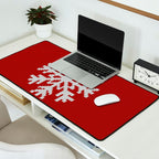Classic Red Christmas white snowflake knit Desk Mat Gallery Image 2