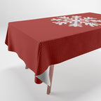 Classic Red Christmas white snowflake knit Tablecloth Gallery Image 1