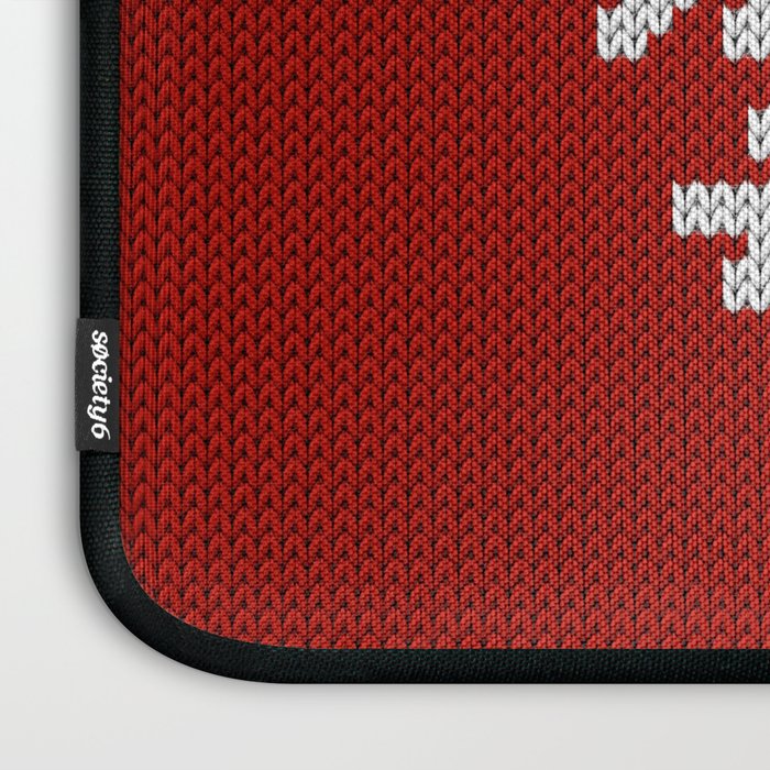 Classic Red Christmas white snowflake knit Laptop Sleeve Gallery Image 3