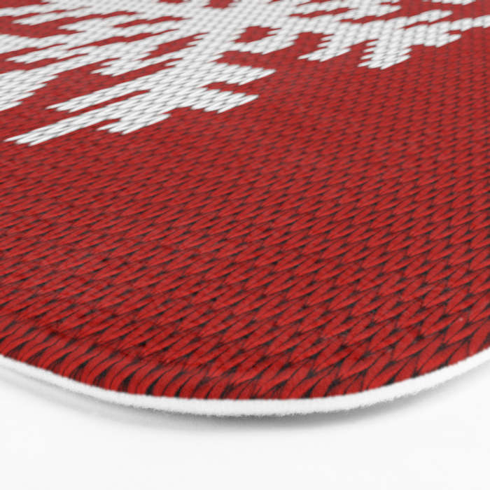 Classic Red Christmas white snowflake knit Bath Mat Gallery Image 3