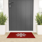 Classic Red Christmas white snowflake knit Welcome Mat Gallery Image 3