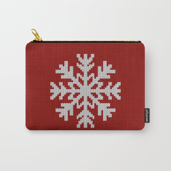 Classic Red Christmas white snowflake knit Carry All Pouch Gallery Image 1