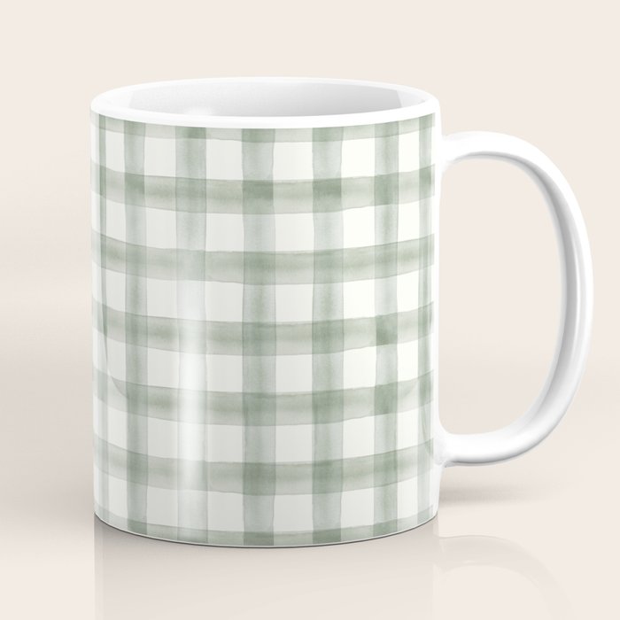 watercolor plaid - sage Coffee Mug Gallery Image 1