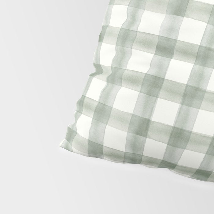watercolor plaid - sage Pillow Sham Gallery Image 4