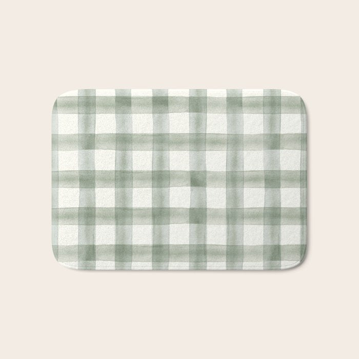 watercolor plaid - sage Bath Mat Gallery Image 1