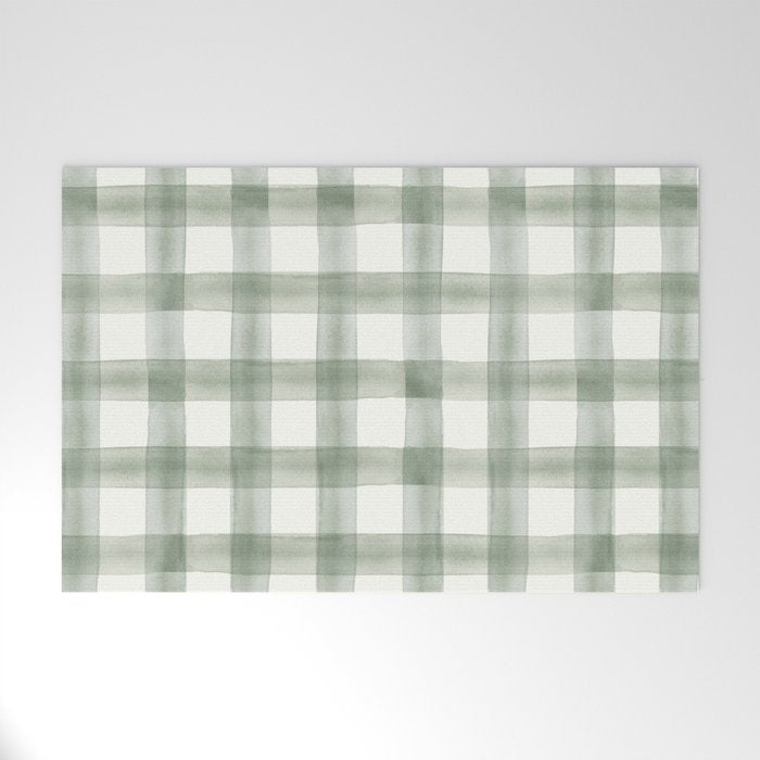 watercolor plaid - sage Welcome Mat Gallery Image 1