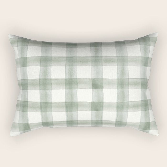 watercolor plaid - sage Rectangular Pillow Gallery Image 2