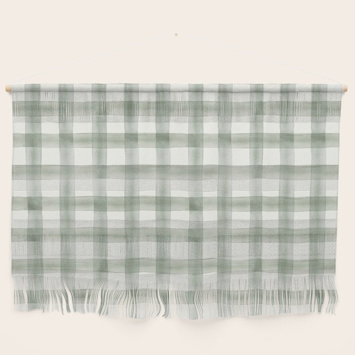watercolor plaid - sage Wall Hanging Gallery Image 1