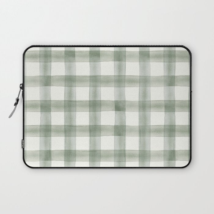 watercolor plaid - sage Laptop Sleeve Gallery Image 1