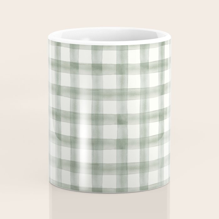 watercolor plaid - sage Coffee Mug Gallery Image 4