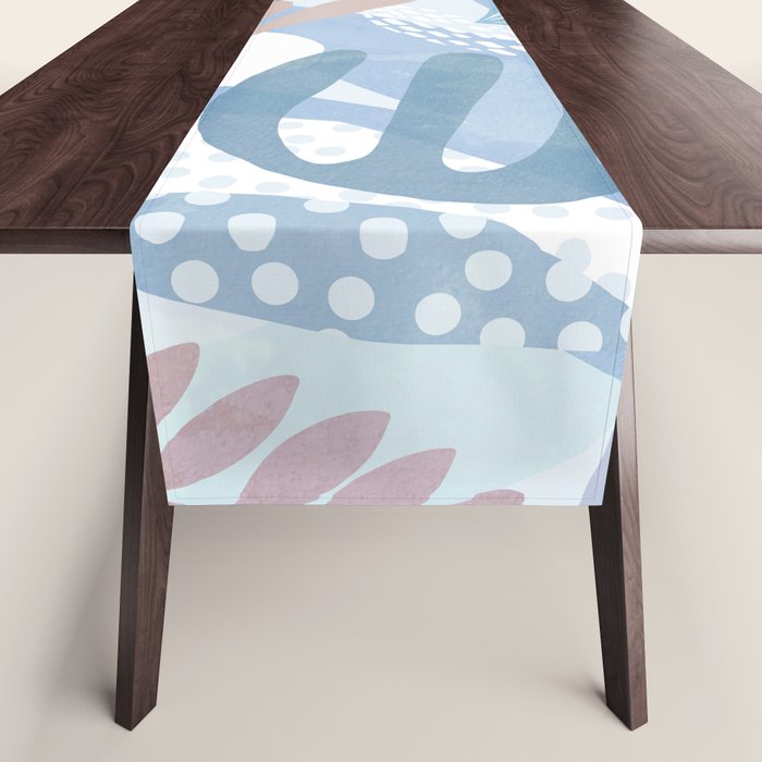 Tropical Boho Jungle Pattern 4 - Blue  Table Runner Gallery Image 1