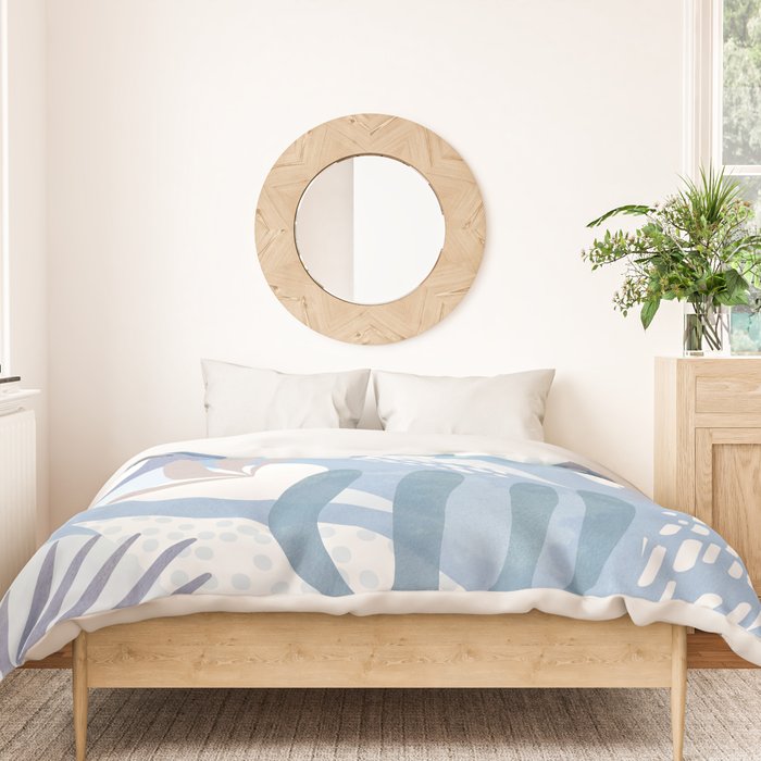 Tropical Boho Jungle Pattern 4 - Blue  Duvet Cover Gallery Image 3