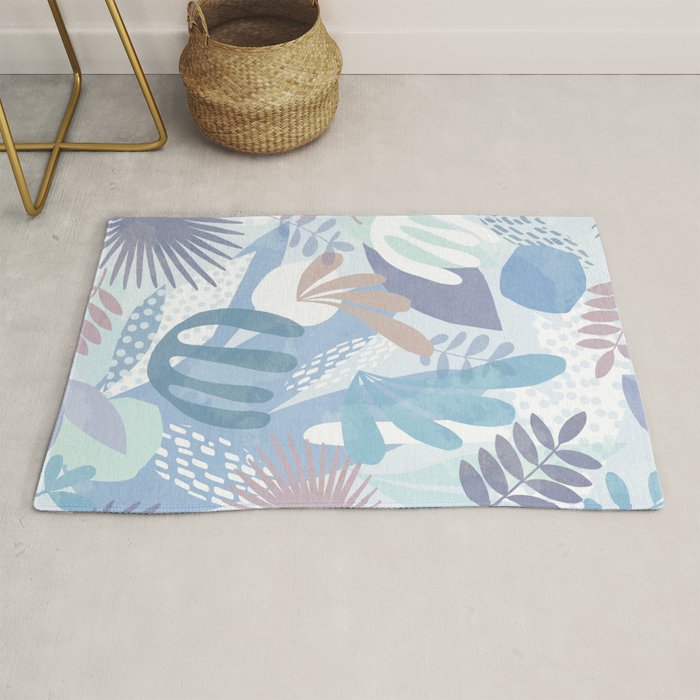 Tropical Boho Jungle Pattern 4 - Blue  Rug Gallery Image 1