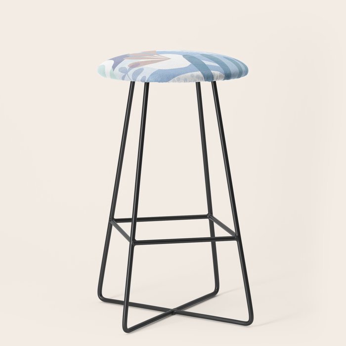 Tropical Boho Jungle Pattern 4 - Blue  Stool Gallery Image 1