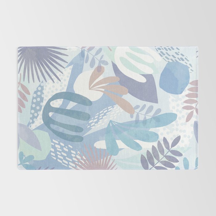 Tropical Boho Jungle Pattern 4 - Blue  Rug Gallery Image 2