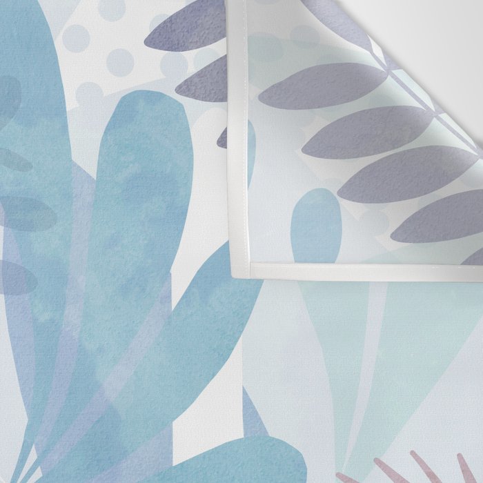 Tropical Boho Jungle Pattern 4 - Blue  Wall Tapestry Gallery Image 3