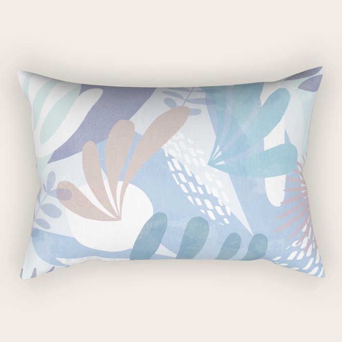 Tropical Boho Jungle Pattern 4 - Blue  Rectangular Pillow Gallery Image 1
