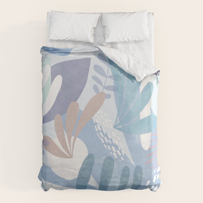 Tropical Boho Jungle Pattern 4 - Blue  Duvet Cover Gallery Image 6