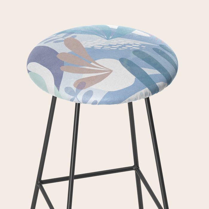 Tropical Boho Jungle Pattern 4 - Blue  Stool Gallery Image 2