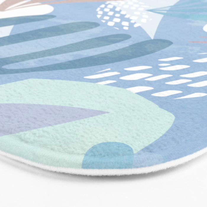 Tropical Boho Jungle Pattern 4 - Blue  Bath Mat Gallery Image 3