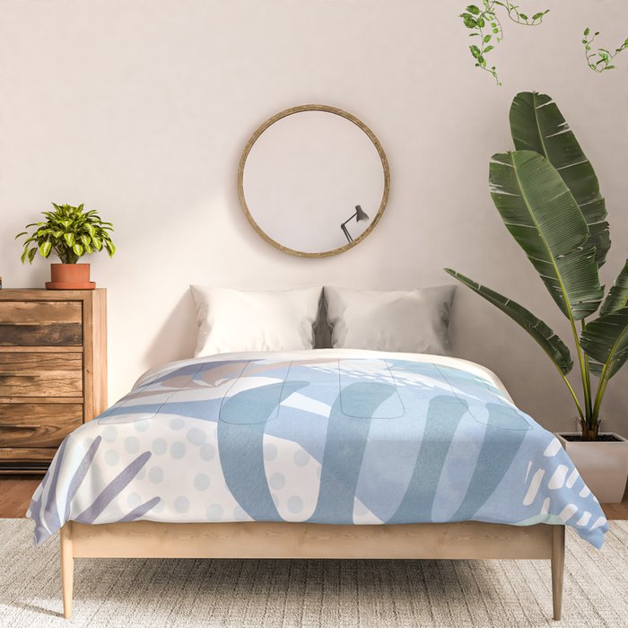 Tropical Boho Jungle Pattern 4 - Blue  Comforter Gallery Image 3
