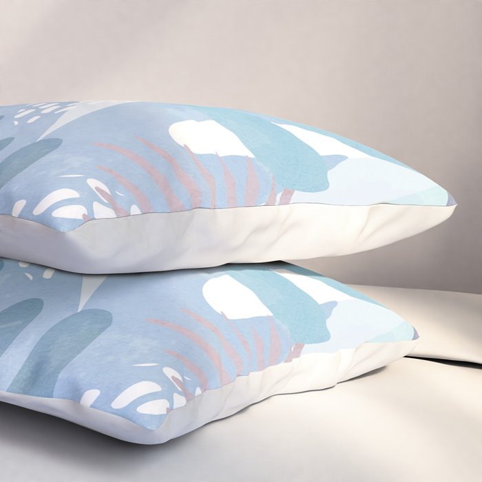 Tropical Boho Jungle Pattern 4 - Blue  Pillow Sham Gallery Image 3