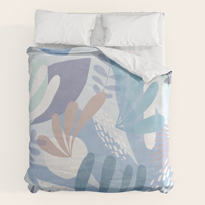 Tropical Boho Jungle Pattern 4 - Blue  Duvet Cover Gallery Image 2