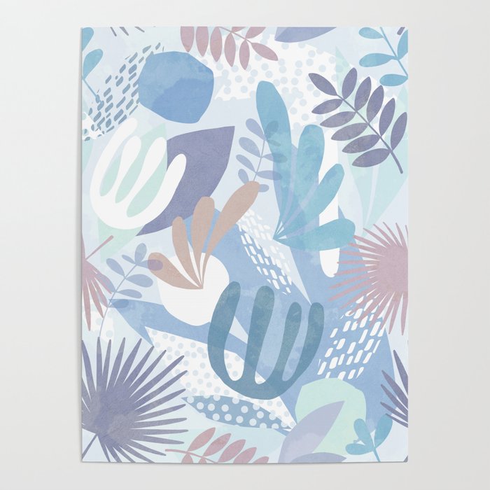 Tropical Boho Jungle Pattern 4 - Blue  Poster Gallery Image 4