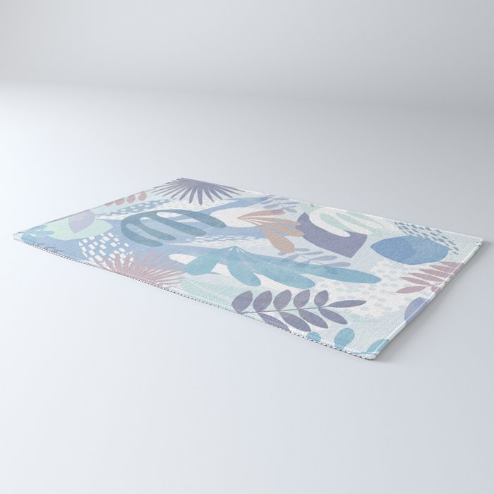 Tropical Boho Jungle Pattern 4 - Blue  Rug Gallery Image 3