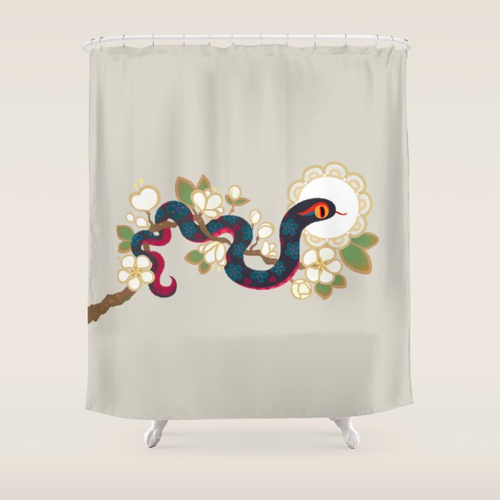 Snake and flowers 2 Shower Curtain Gallery Image 1