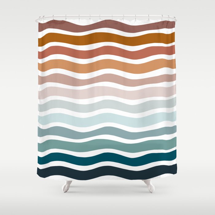 Rainbow Waves Shower Curtain Gallery Image 1