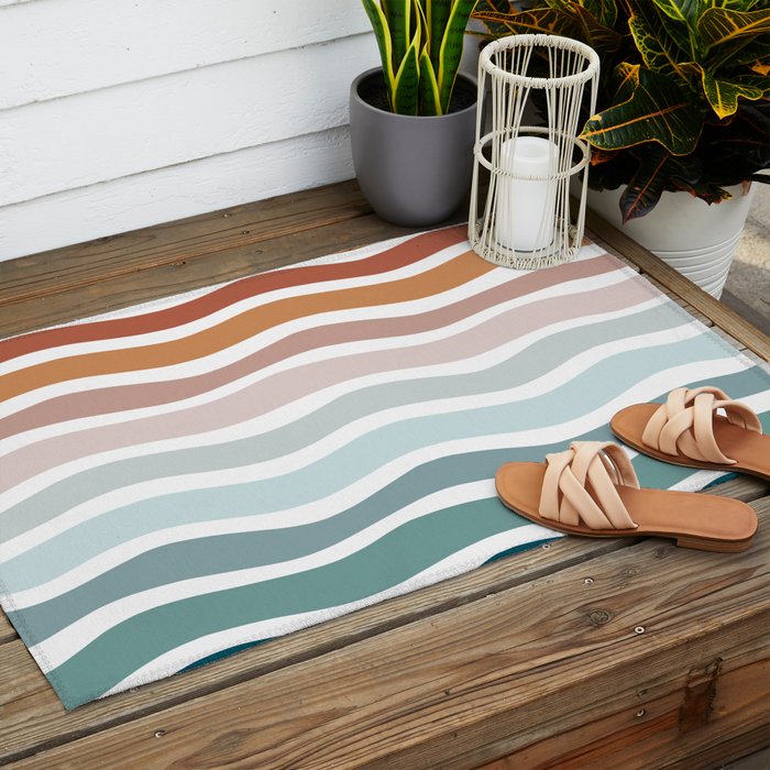 Rainbow Waves Outdoor Rug Gallery Image 2