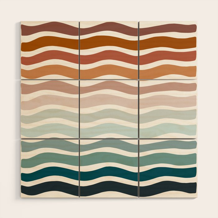 Rainbow Waves Wood Wall Art Gallery Image 1