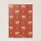 Cute Hair Bows & Stars in Burnt Red & Yellow Stationery Card Gallery Image 2