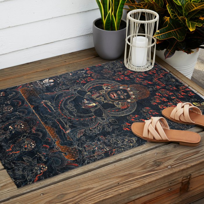 Mahakala Protector Tibetan Buddhist Thangka Outdoor Rug Gallery Image 2
