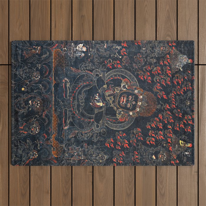 Mahakala Protector Tibetan Buddhist Thangka Outdoor Rug Gallery Image 1
