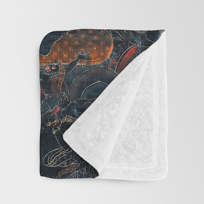 Mahakala Protector Tibetan Buddhist Thangka Throw Blanket Gallery Image 3