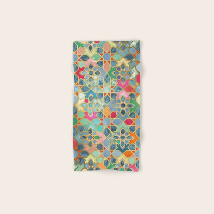 Gilt & Glory - Colorful Moroccan Mosaic Bath Towel Gallery Image 1