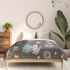 Christmas Festive Cute Holiday Kittens on Dark Comforter Gallery Image 3