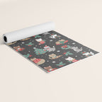 Christmas Festive Cute Holiday Kittens on Dark Yoga Mat Gallery Image 2