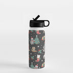 Christmas Festive Cute Holiday Kittens on Dark Water Bottle Gallery Image 1