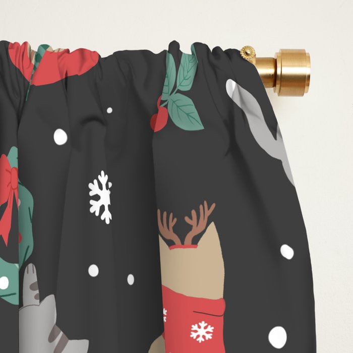Christmas Festive Cute Holiday Kittens on Dark Window Curtain Gallery Image 2