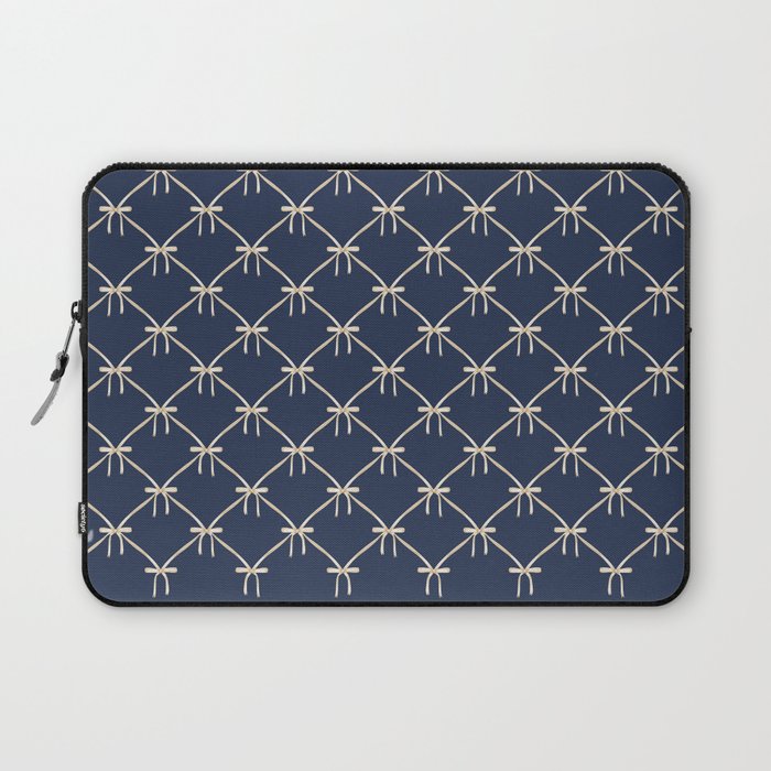 Bows & Ribbons Pattern XLII Dark Navy Blue Laptop Sleeve Gallery Image 1