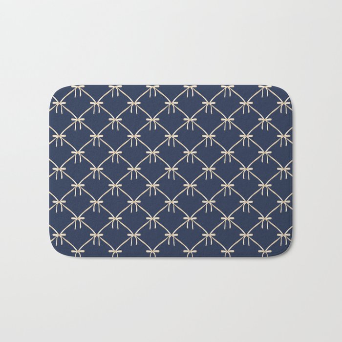 Bows & Ribbons Pattern XLII Dark Navy Blue Bath Mat Gallery Image 1