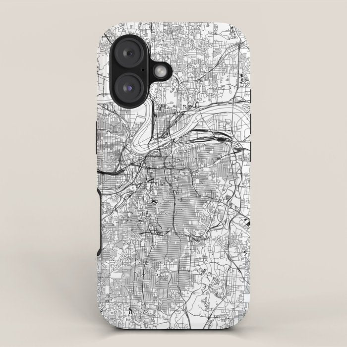 Kansas City White Map iPhone Case Gallery Image 1