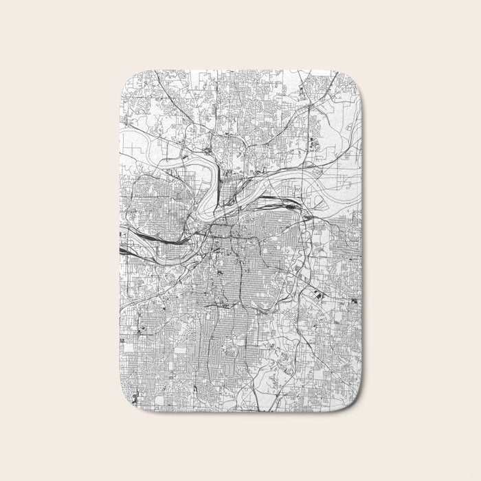 Kansas City White Map Bath Mat Gallery Image 1