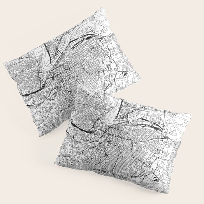 Kansas City White Map Pillow Sham Gallery Image 3